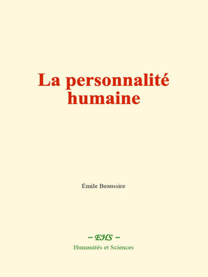 cover image of La personnalité humaine